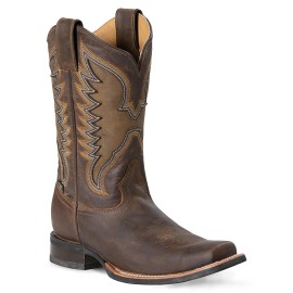 Stars & Stripes - Men's WB-53 Brown Embroidery Cowboy Boots