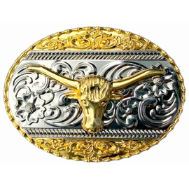 Belt Buckle - Bull Head Gold & Silver Plated