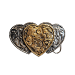 Belt Buckle -  Three Hearts Gold Silver Plated