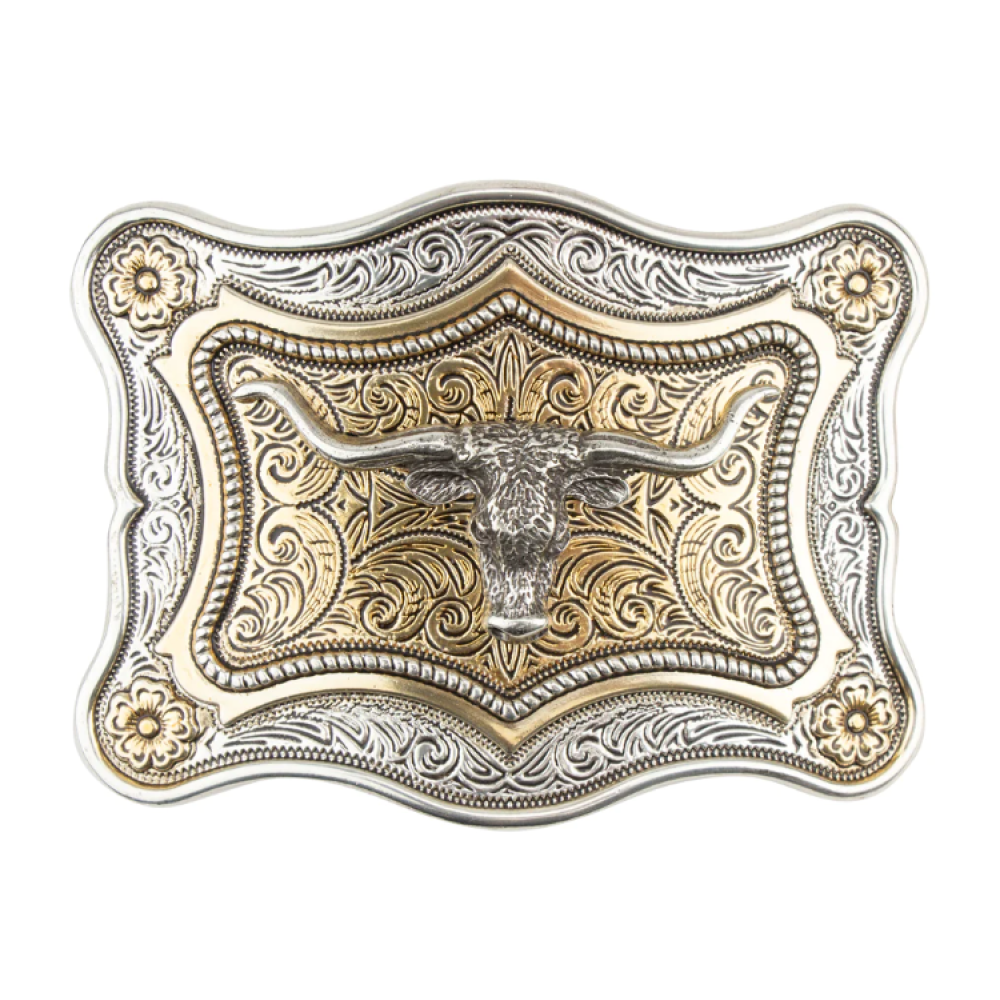 Belt Buckle - Steer Head Gold Silver