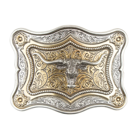 Belt Buckle - Steer Head Gold Silver