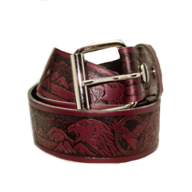 Leather Belt - Eagles Burgundy