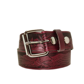 Leather Belt - Flying Eagle Burgundy