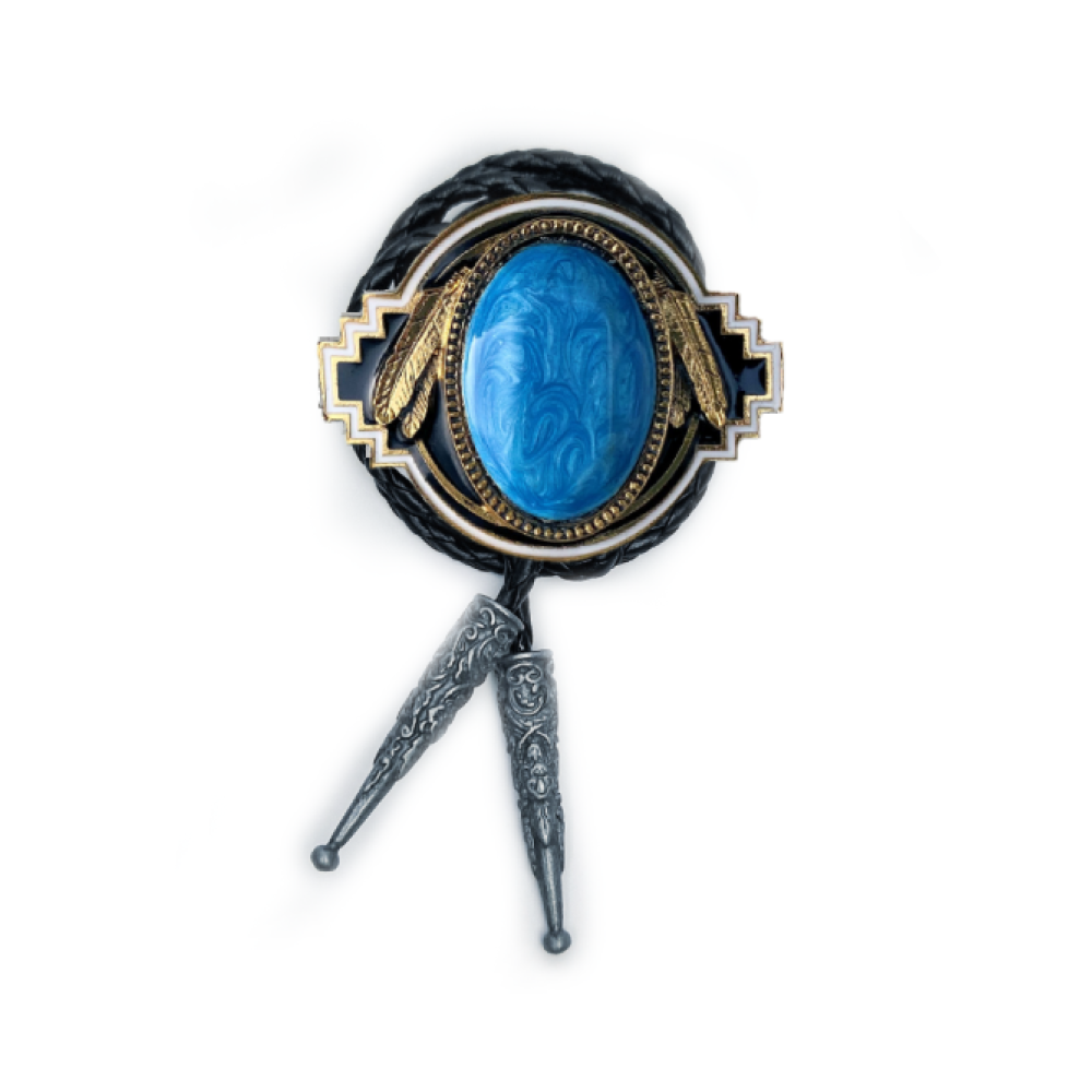 Bolo Tie - Blue Stone Gold