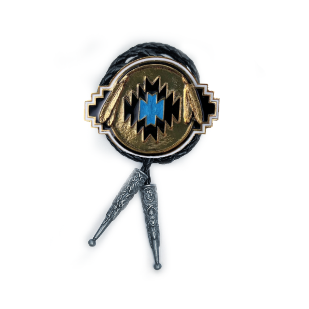 Bolo Tie - Aztec Blue Gold