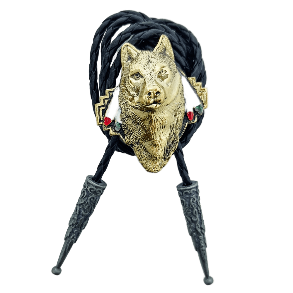 Bolo Tie - Wolf Gold