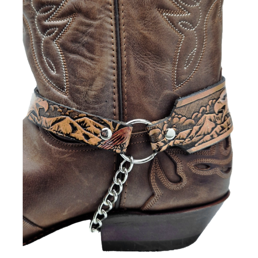 Boot Straps -  Big White Eagle Brown Leather