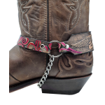 Boot Straps - Flying Eagle Red Scroll Leather