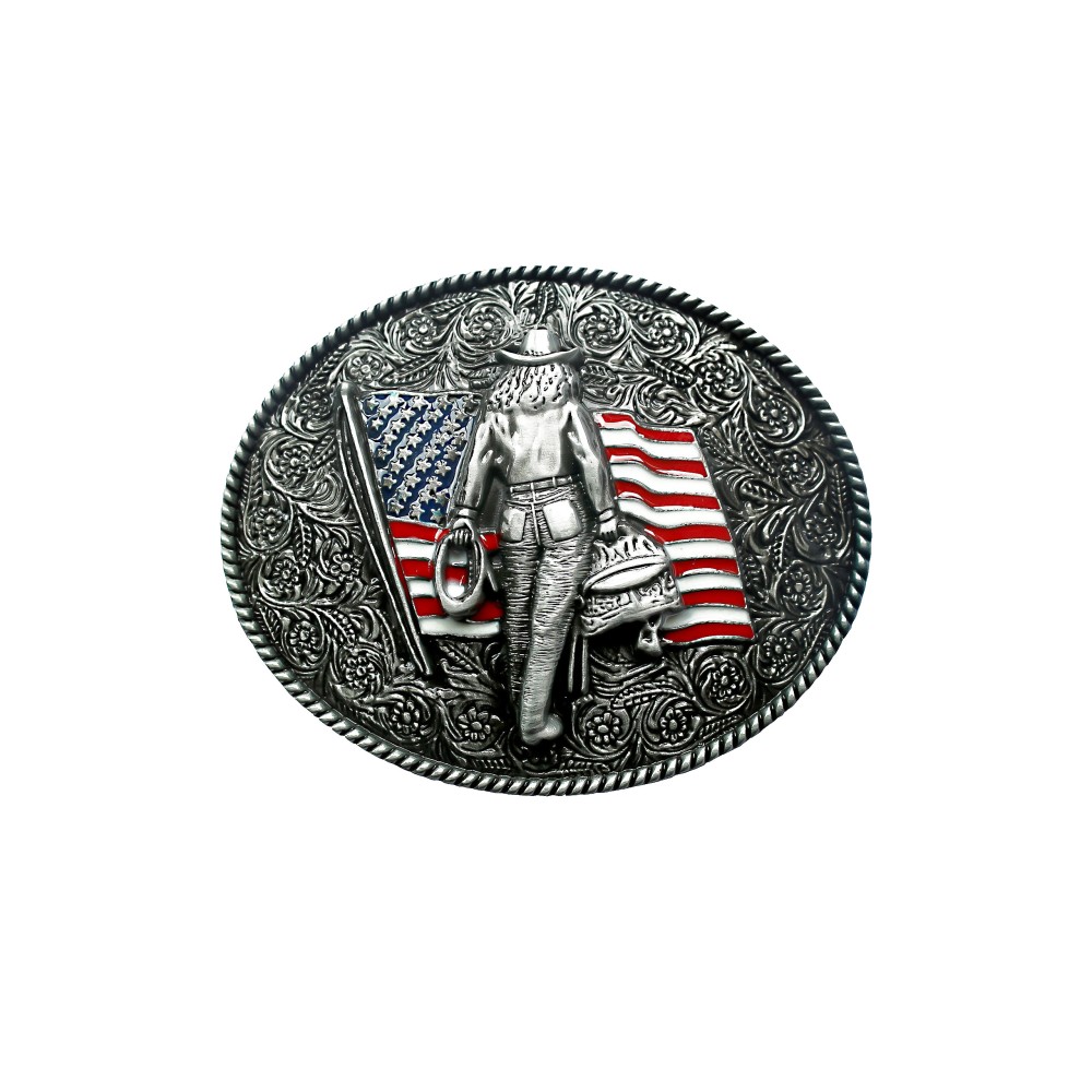 Belt Buckle - Cowgirl US Flag