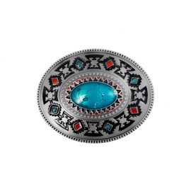 Belt Buckle - Aztec Turquoise Stone