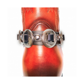Boot Straps - Concho Brown Leather