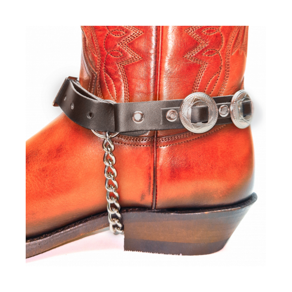 Boot Straps - Concho Brown Leather