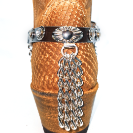 Boot Straps - Crystal Dark Brown with Chains