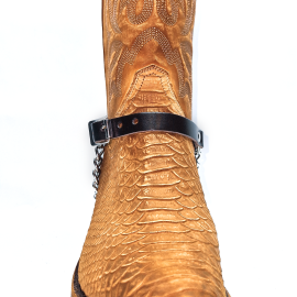 Boot Straps - Crystal Dark Brown with Chains