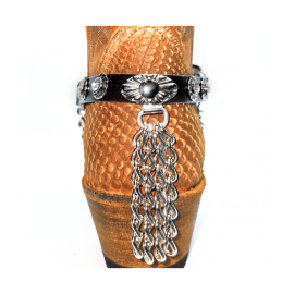 Boot Straps - Crystal Black with Chains