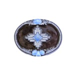 Belt Buckle - Aztec Cross Turquoise
