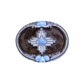 Belt Buckle - Aztec Cross Turquoise