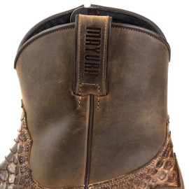 Mayura 012 Ankle Cowboy Boot Leather Genuine Snakeskin - Castana