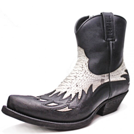 Mayura 012 Ankle Cowboy Boot Leather Genuine Snakeskin - Natural Black