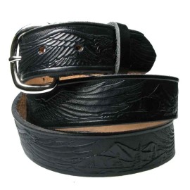 Leather Belt - Flying Eagle Black