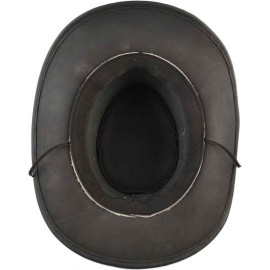 Leather Cowhide Western Hat - Black
