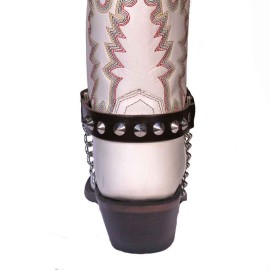 Boot Straps - Conical Stud Dark Brown - Wide