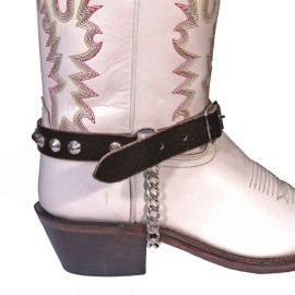 Boot Straps - Conical Stud Dark Brown - Wide