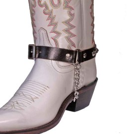Boot Straps - Conical Stud Dark Brown - Wide