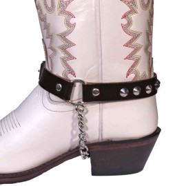 Boot Straps - Conical Stud Dark Brown - Wide