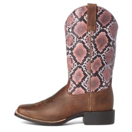 Ariat - Round Up Wide Square Toe - Tan Bomber / Pink Snake