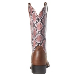 Ariat - Round Up Wide Square Toe - Tan Bomber / Pink Snake