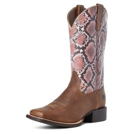Ariat - Round Up Wide Square Toe - Tan Bomber / Pink Snake