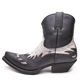 Mayura 012 Ankle Cowboy Boot Leather Genuine Snakeskin - Natural Black
