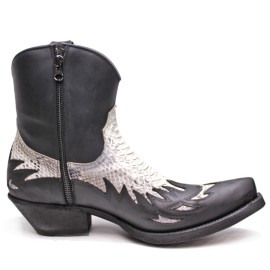 Mayura 012 Ankle Cowboy Boot Leather Genuine Snakeskin - Natural Black
