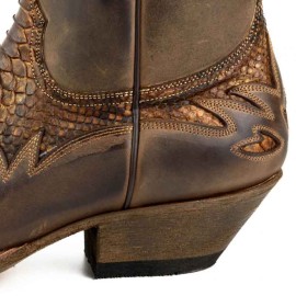 Mayura 012 Ankle Cowboy Boot Leather Genuine Snakeskin - Tierra