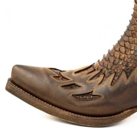 Mayura 012 Ankle Cowboy Boot Leather Genuine Snakeskin - Tierra