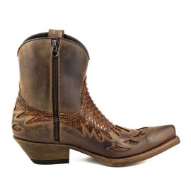 Mayura 012 Ankle Cowboy Boot Leather Genuine Snakeskin - Tierra