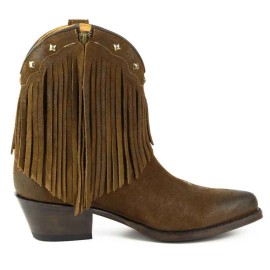 Mayura 2374-F Fringes Brown Tabaco Ladies Cowboy Ankle Boots