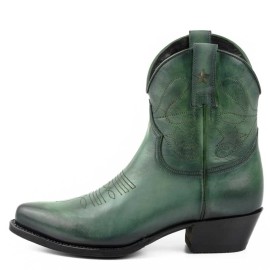 Mayura 2374 Green Vintage Ladies Cowboy Ankle Boots