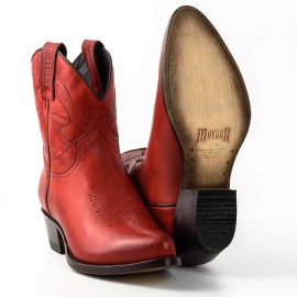 Mayura 2374 Red Ladies Cowboy Ankle Boots