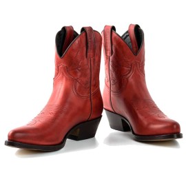 Mayura 2374 Red Ladies Cowboy Ankle Boots