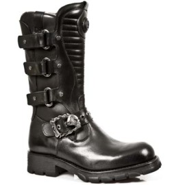 New Rock - M.7604-S1 - Black Leather Biker Boots