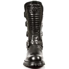 New Rock - M.7604-S1 - Black Leather Biker Boots