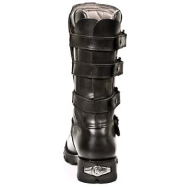 New Rock - M.7604-S1 - Black Leather Biker Boots