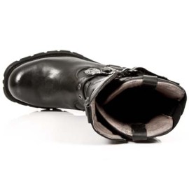 New Rock - M.7604-S1 - Black Leather Biker Boots