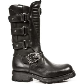 New Rock - M.7604-S1 - Black Leather Biker Boots