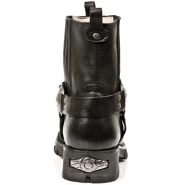 New Rock - M.7605-S1 - Black Leather Ankle Biker Boots