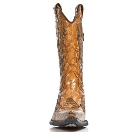 New Rock - M.7921B-C2 - Custom Brown Faux Snakeskin Cowboy Boots