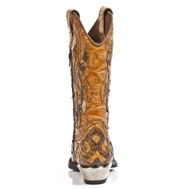 New Rock - M.7921B-C2 - Custom Brown Faux Snakeskin Cowboy Boots